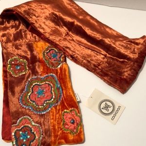 COOCOON Boho style Orange sequined scarf NWT